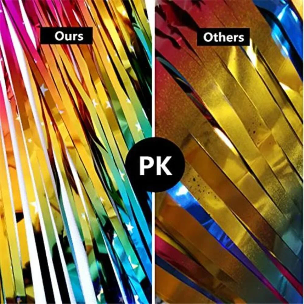 rainbow tinsel foil fringe curtains party decorations photo booth backdrop 2 pac